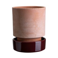 Lenox Premium Hoff Raw Rosa & Glazed Deep Burgundy 14cm Pot with Saucer