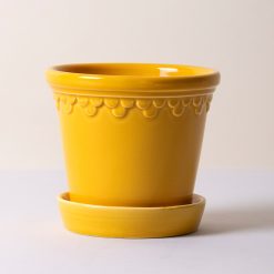 Lenox Premium Kobenhavner Glazed Amber Yellow 16cm Pot with Saucer