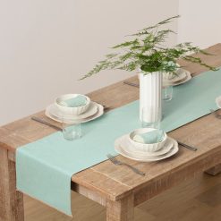Lenox Premium French Perle Solid Ice Blue 14x90 Table Runner
