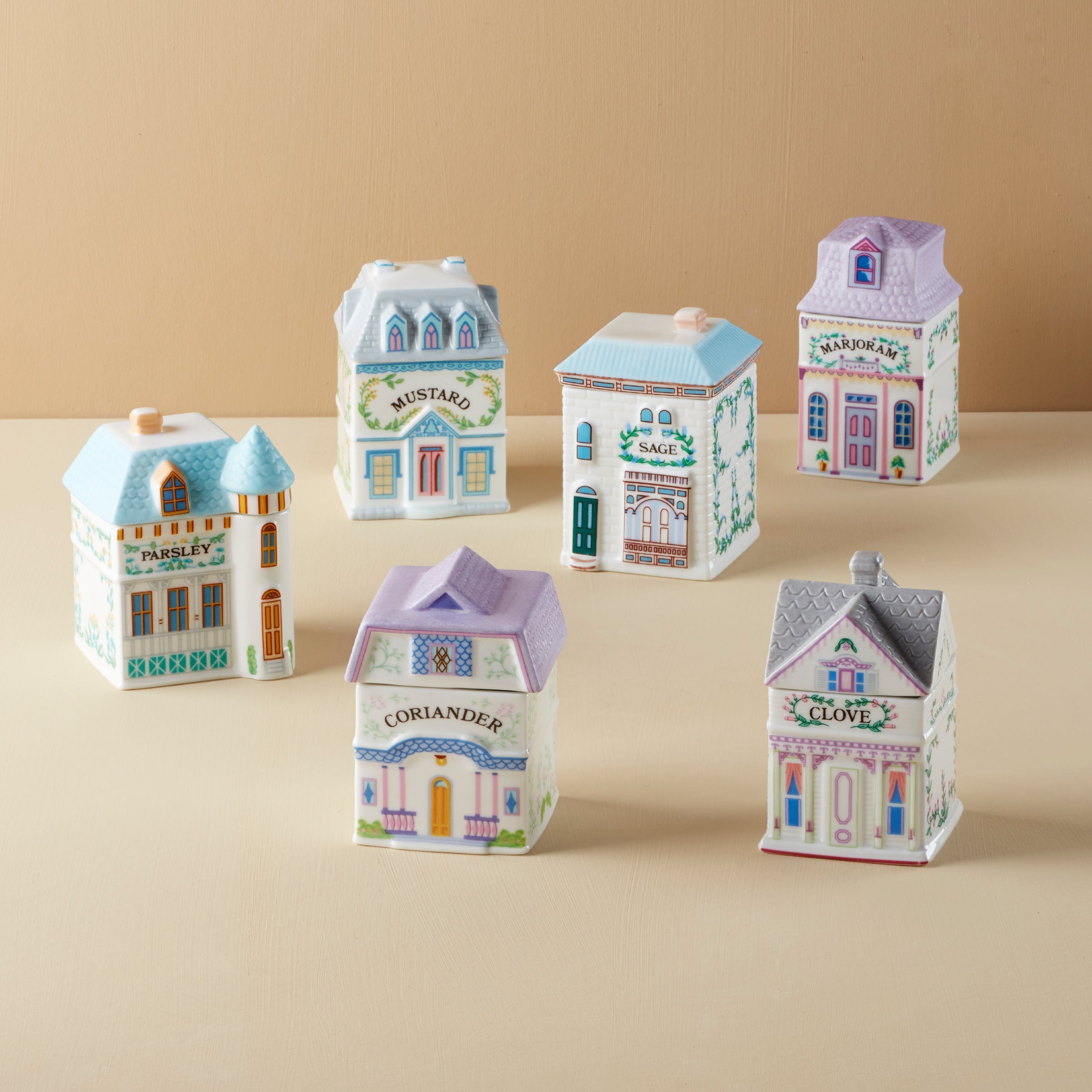 Lenox Premium Lenox Spice Village 6-Piece Rustic Row Spice Jar Set