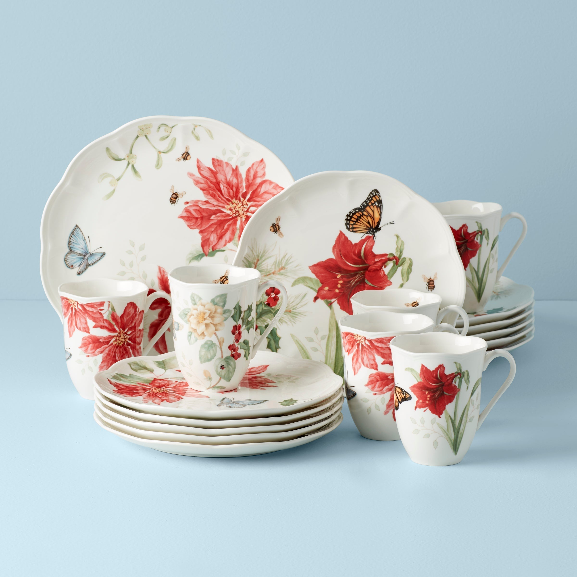 Lenox Premium Butterfly Meadow Holiday 18-Piece Dinnerware Set