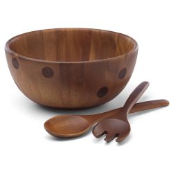 Lenox Premium Deco Dot Salad Bowl with Servers
