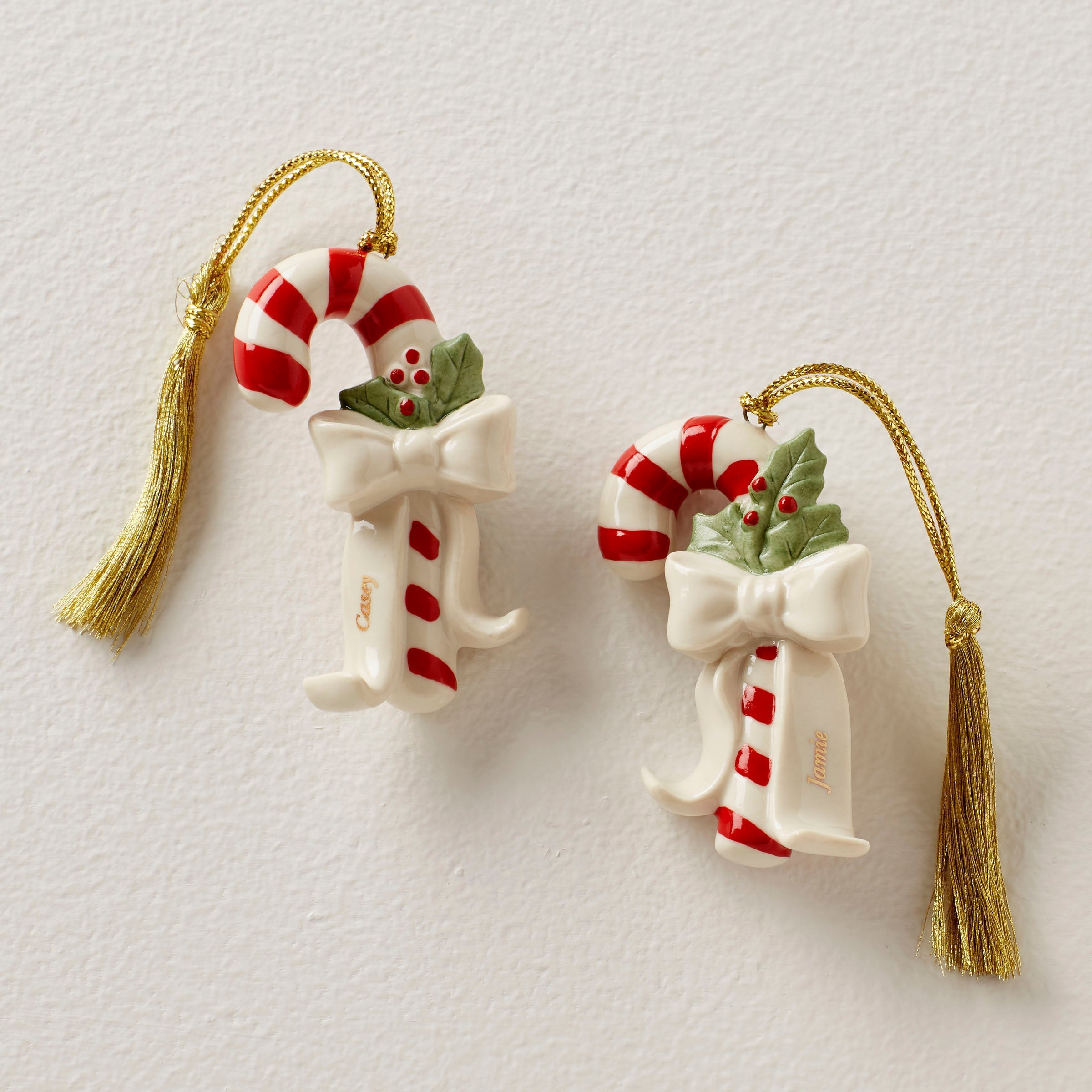 Lenox Premium Personalized Candycane 2-Piece Ornament Set