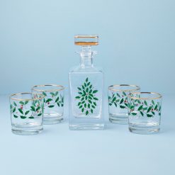 Lenox Premium Holiday 5-Piece Decanter & Whiskey Glass Set
