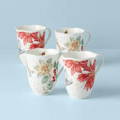 Lenox Premium Butterfly Meadow Holiday Mugs, Set of 4