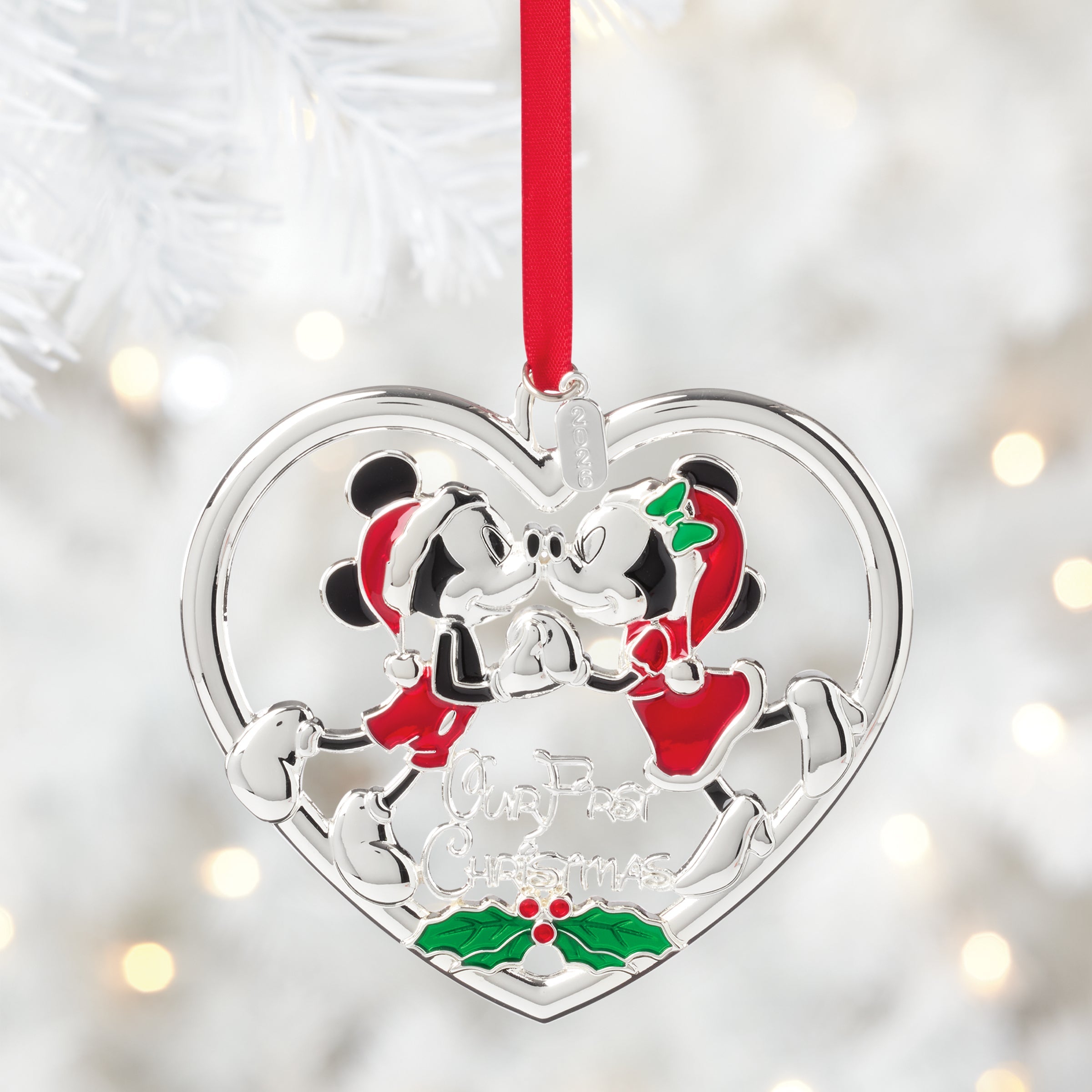 Lenox Premium 2026 Our 1st Christmas Mickey & Minnie Mouse Metal Ornament - Image 2