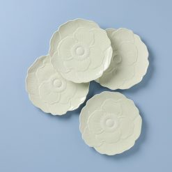 Lenox Premium Butterfly Meadow Floral Green Accent Plates, Set of 4