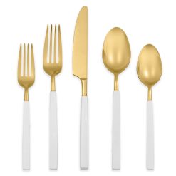 Lenox Premium Marion Gold with White Enamel Handle 5-Piece Place Setting