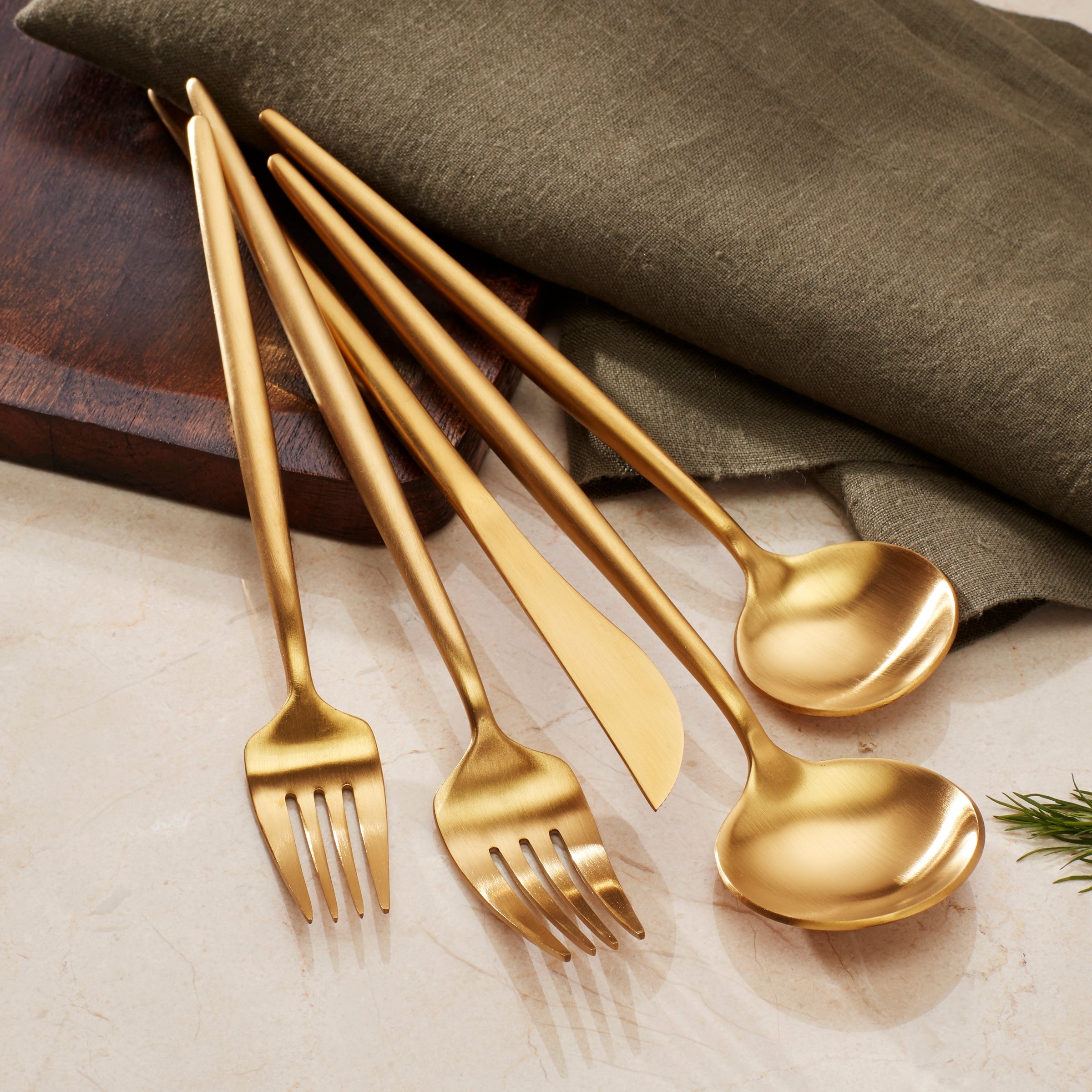 Lenox Premium Zephyr Gold Satin 45-Piece Flatware Set - Image 5