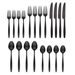 Alternative view of Lenox Premium Nylah Black Satin 20-Piece Flatware Set