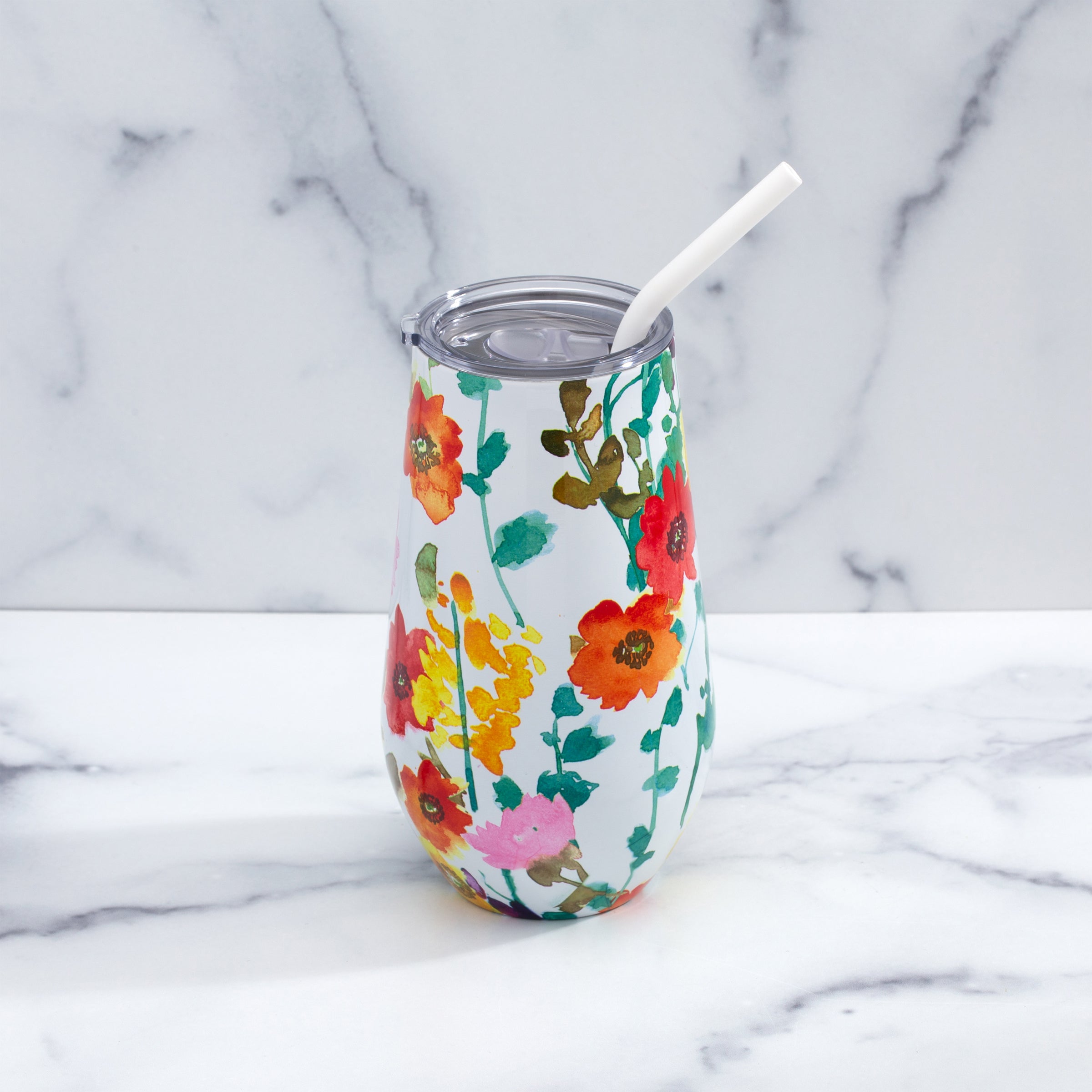 Lenox Premium Floral Wine Tumbler With Straw, Set of 12 - Image 3