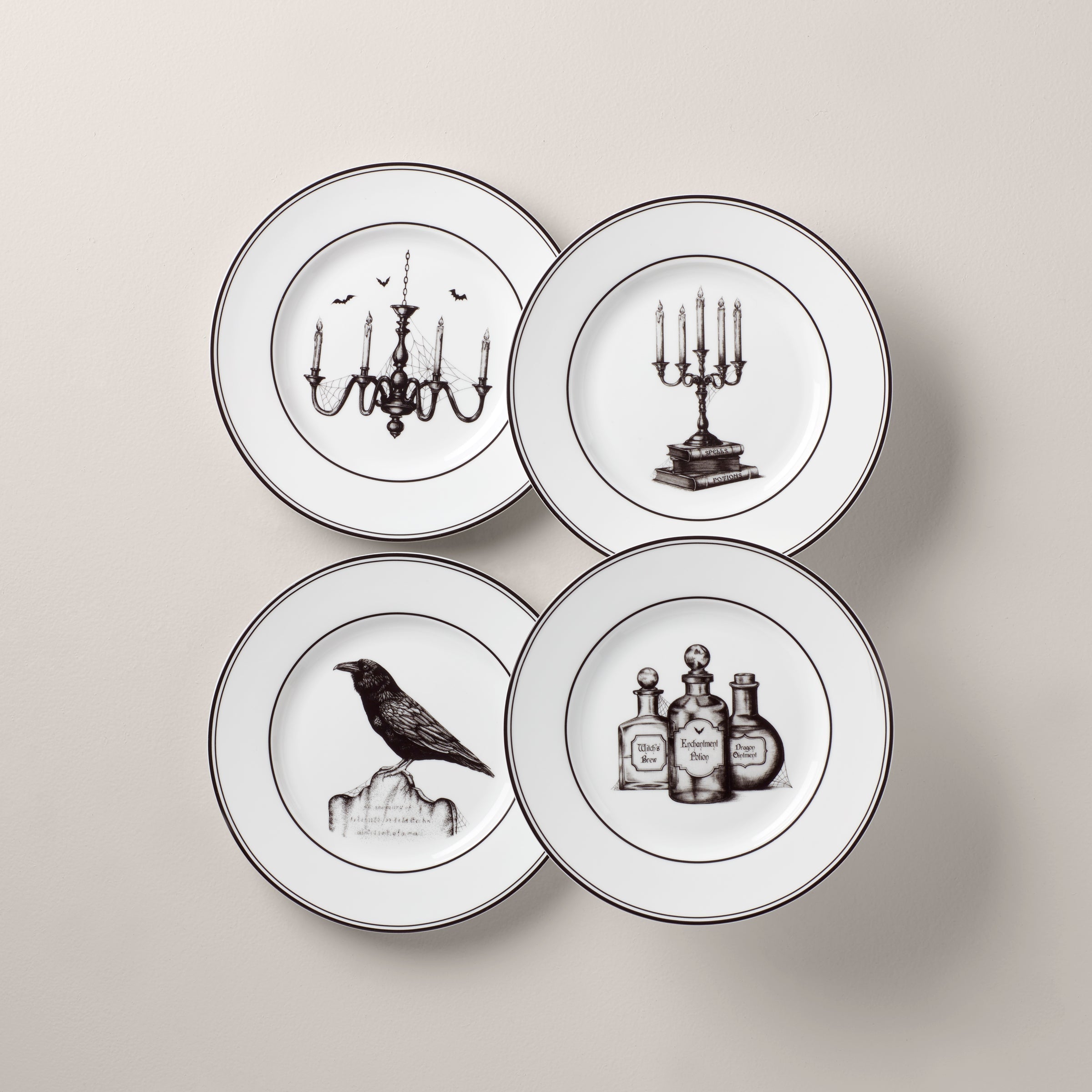 Lenox Premium Vintage Halloween Dessert Plates, Set of 4