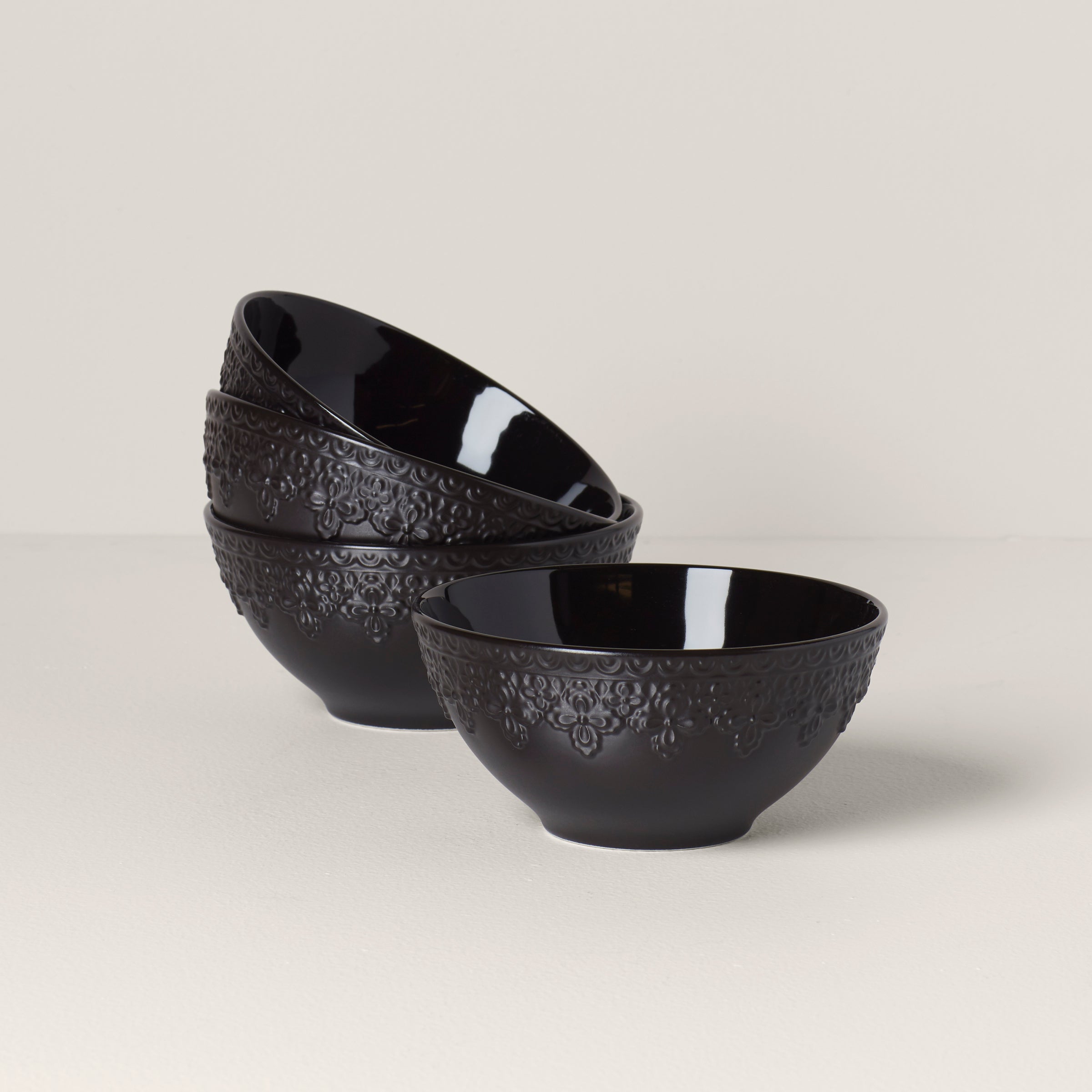 Lenox Premium Chelse Muse Fleur Black All-Purpose Bowls, Set of 4