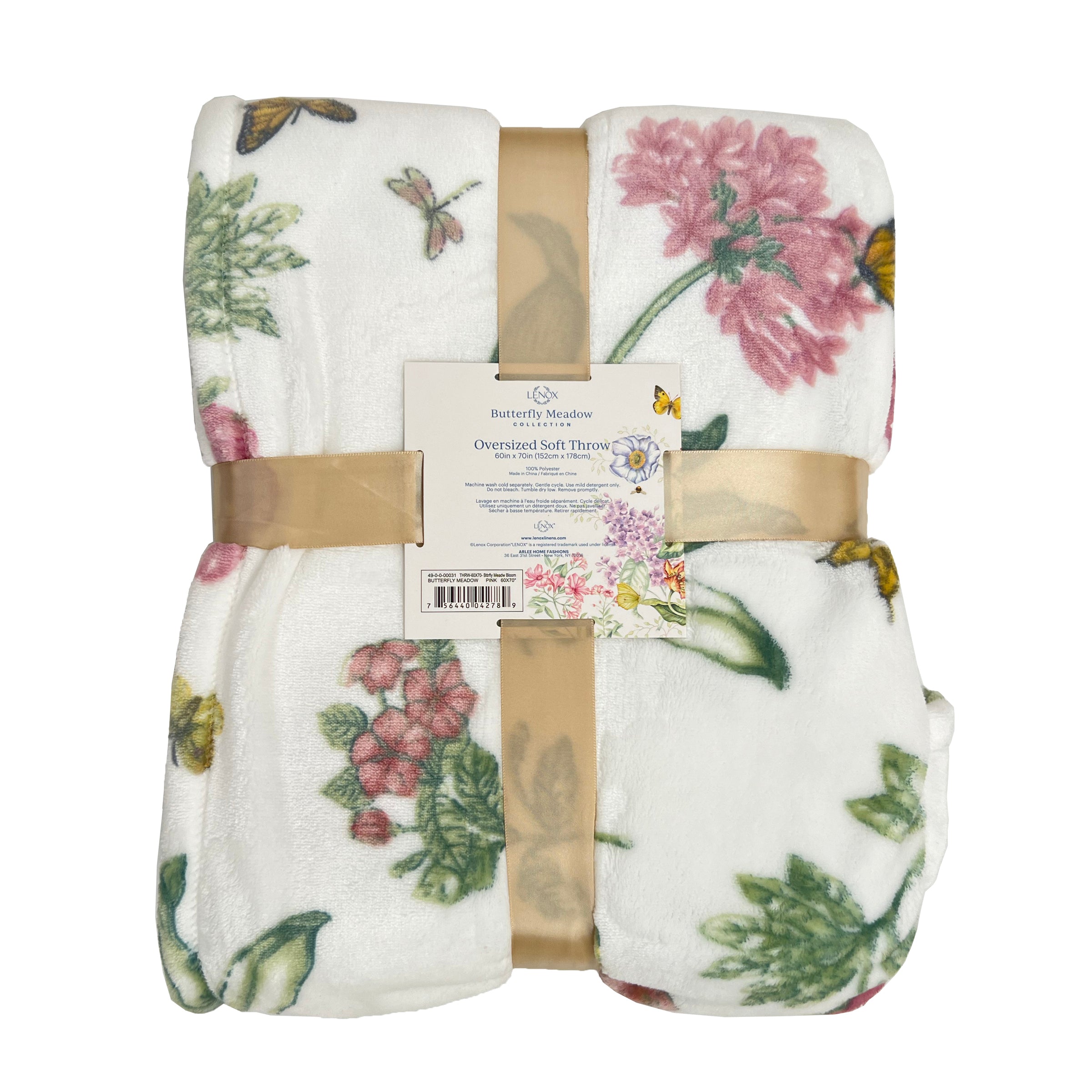 Lenox Premium Butterfly Meadow Bloom Pink Throw Blanket - Image 5