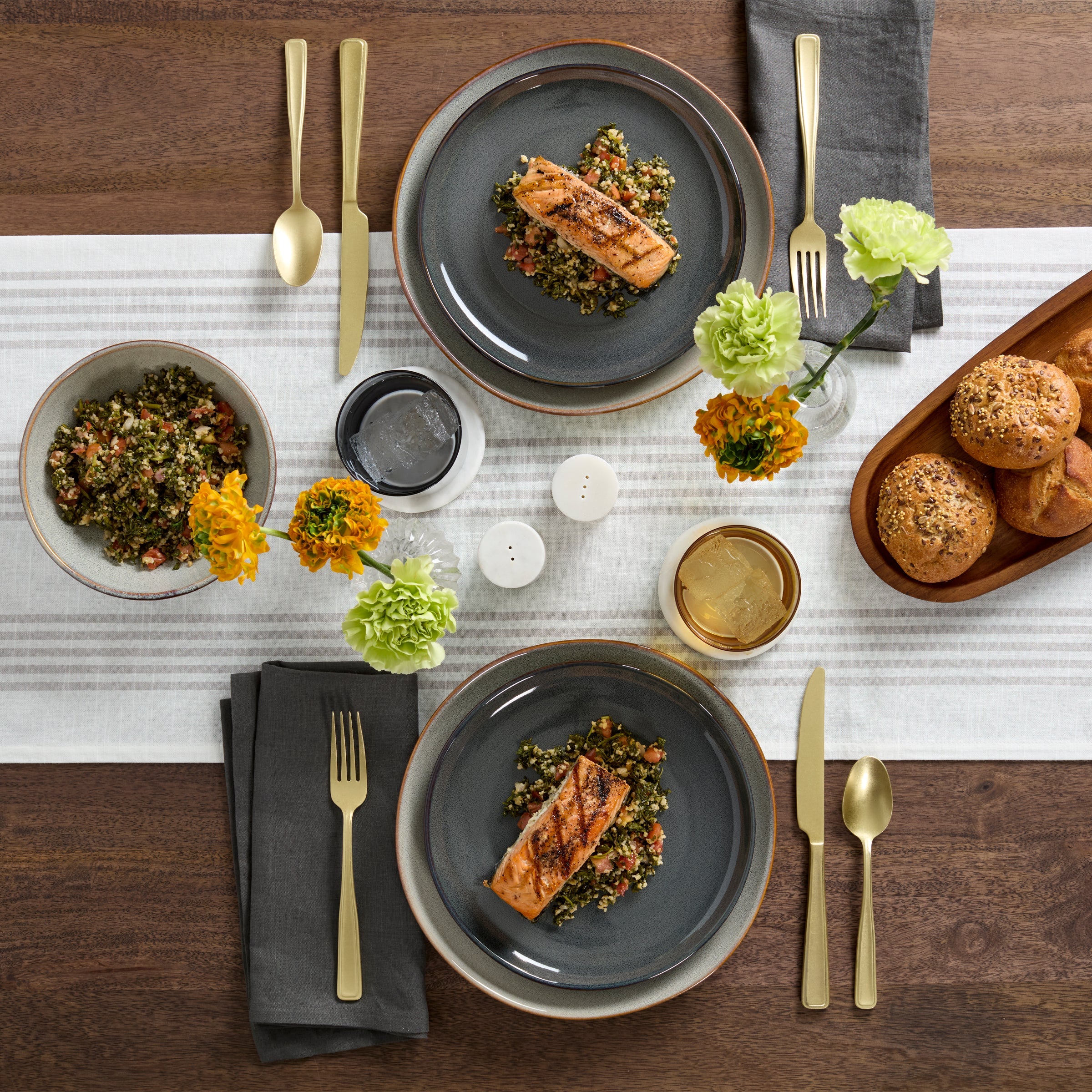 Lenox Premium Organic Shades Gray 18-Piece Dinnerware Set - Image 2