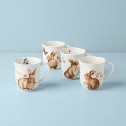 Lenox Premium Butterfly Meadow Bunny Mugs, Set of 4