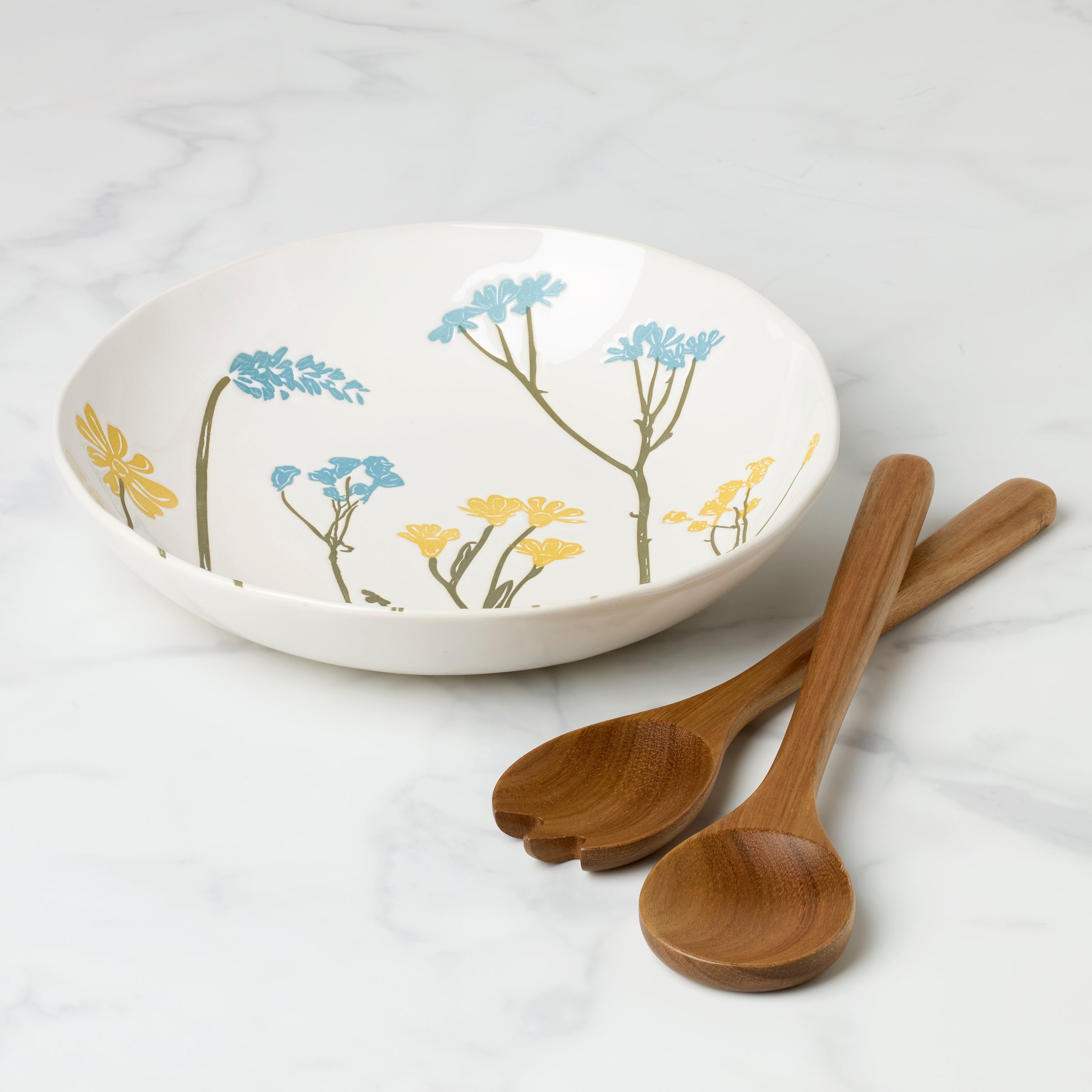 Lenox Premium Wildflowers Salad Bowl with Servers