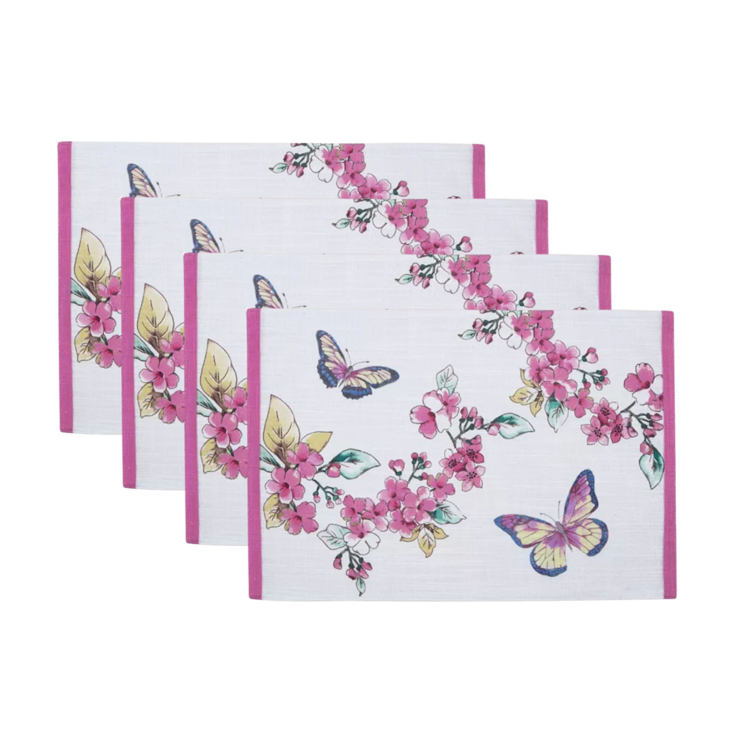 Lenox Premium Butterfly Meadow Floral Placemats, Set of 4
