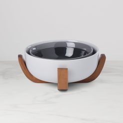 Lenox Premium 24 Seven Pumice 3-Piece Nesting Bowl Set with Wood Stand