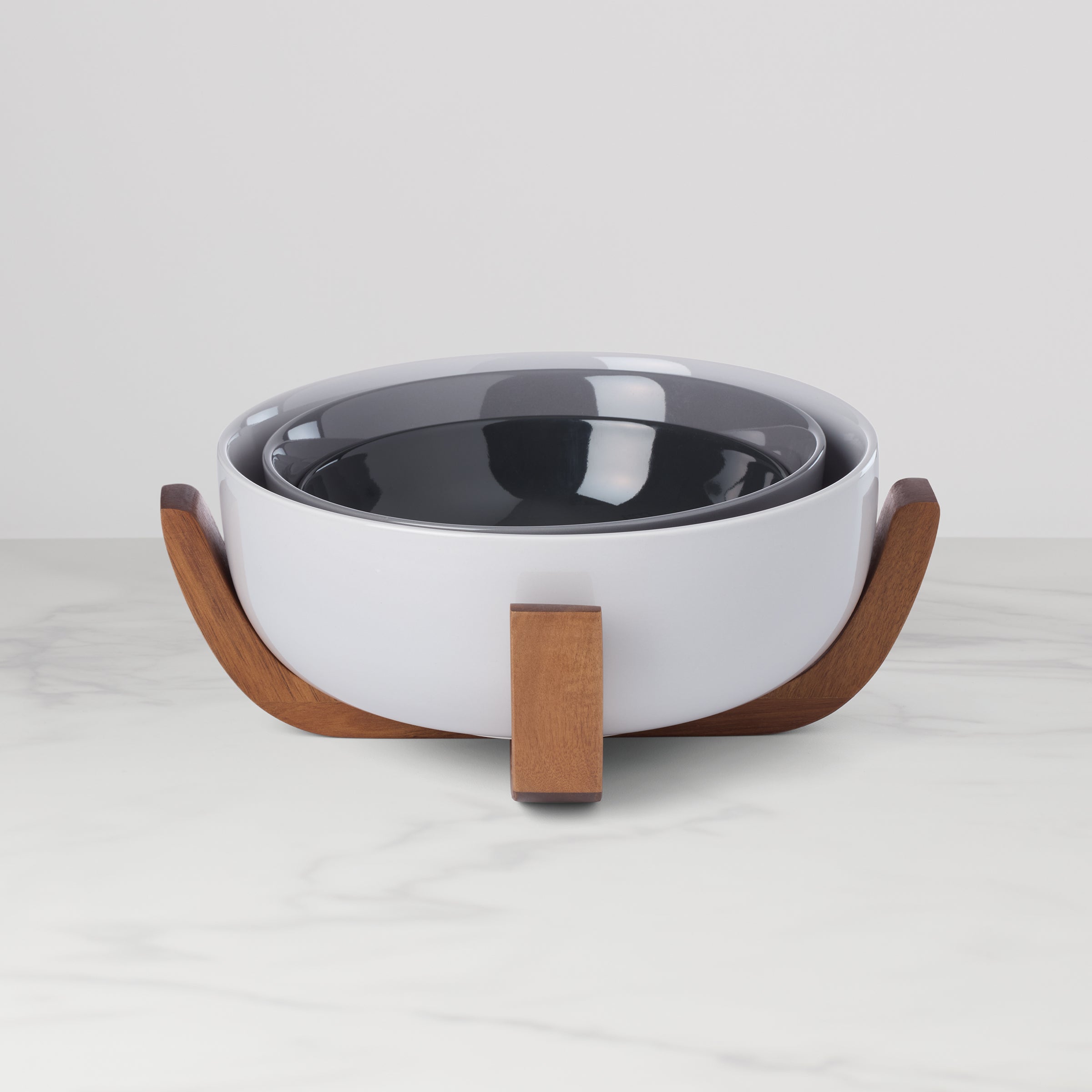 Lenox Premium 24 Seven Pumice 3-Piece Nesting Bowl Set with Wood Stand
