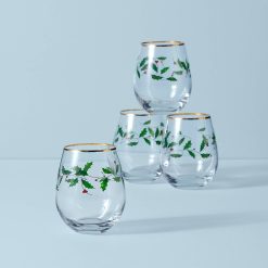 Lenox Premium Holiday Stemless Wine Glasses, Set of 4