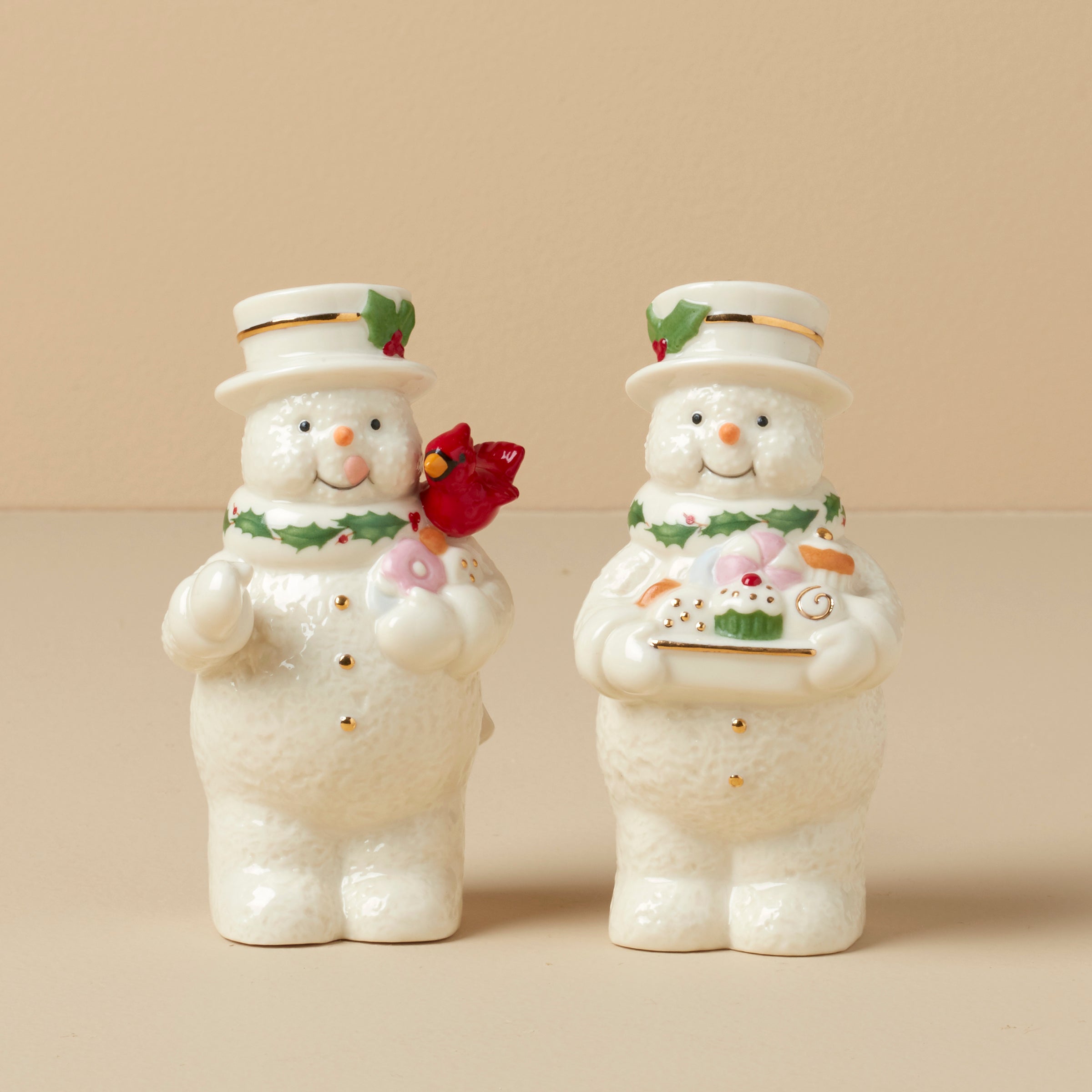 Lenox Premium Happy Holly Days Snowmen Salt & Pepper Set
