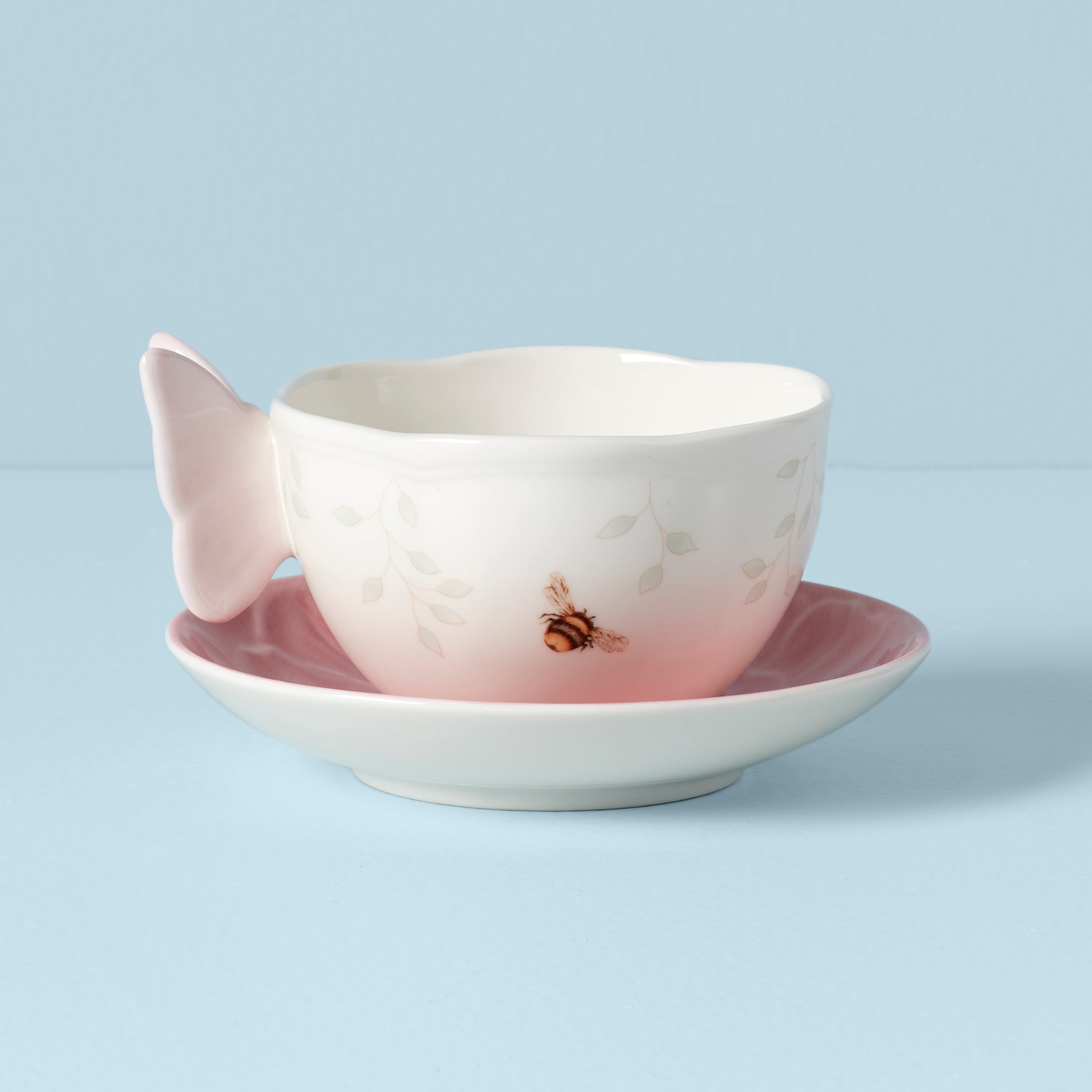 Lenox Premium Butterfly Meadow Floral Pink Cup & Saucer - Image 2
