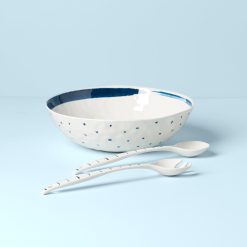 Alternative view of Lenox Premium Blue Bay Melamine Salad Bowl With Servers