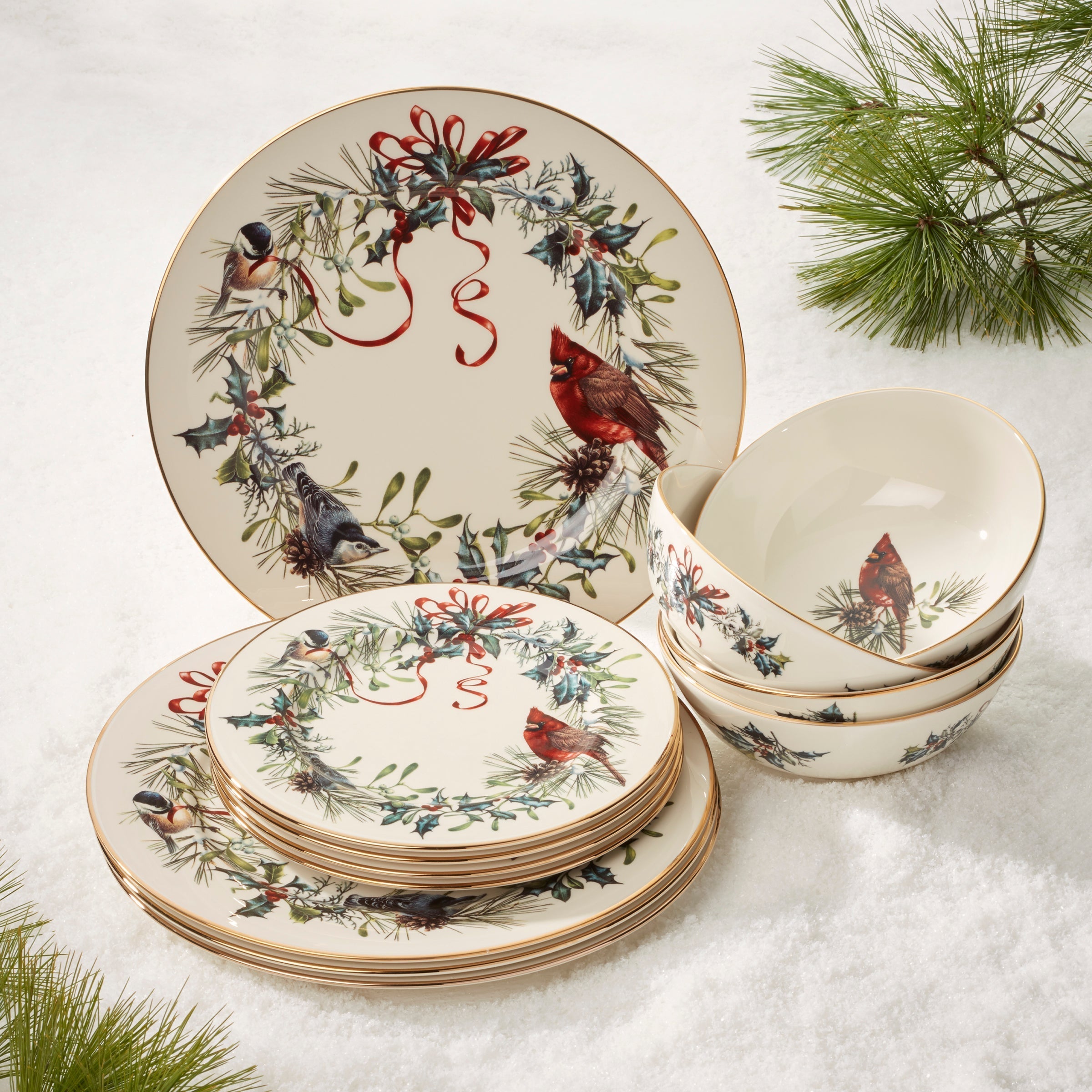 Lenox Premium Winter Greetings 12-Piece Dinnerware Set - Image 5