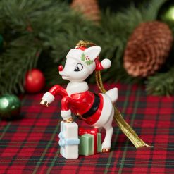 Alternative view of Lenox Premium Rudolph in a Santa Suit Ornament