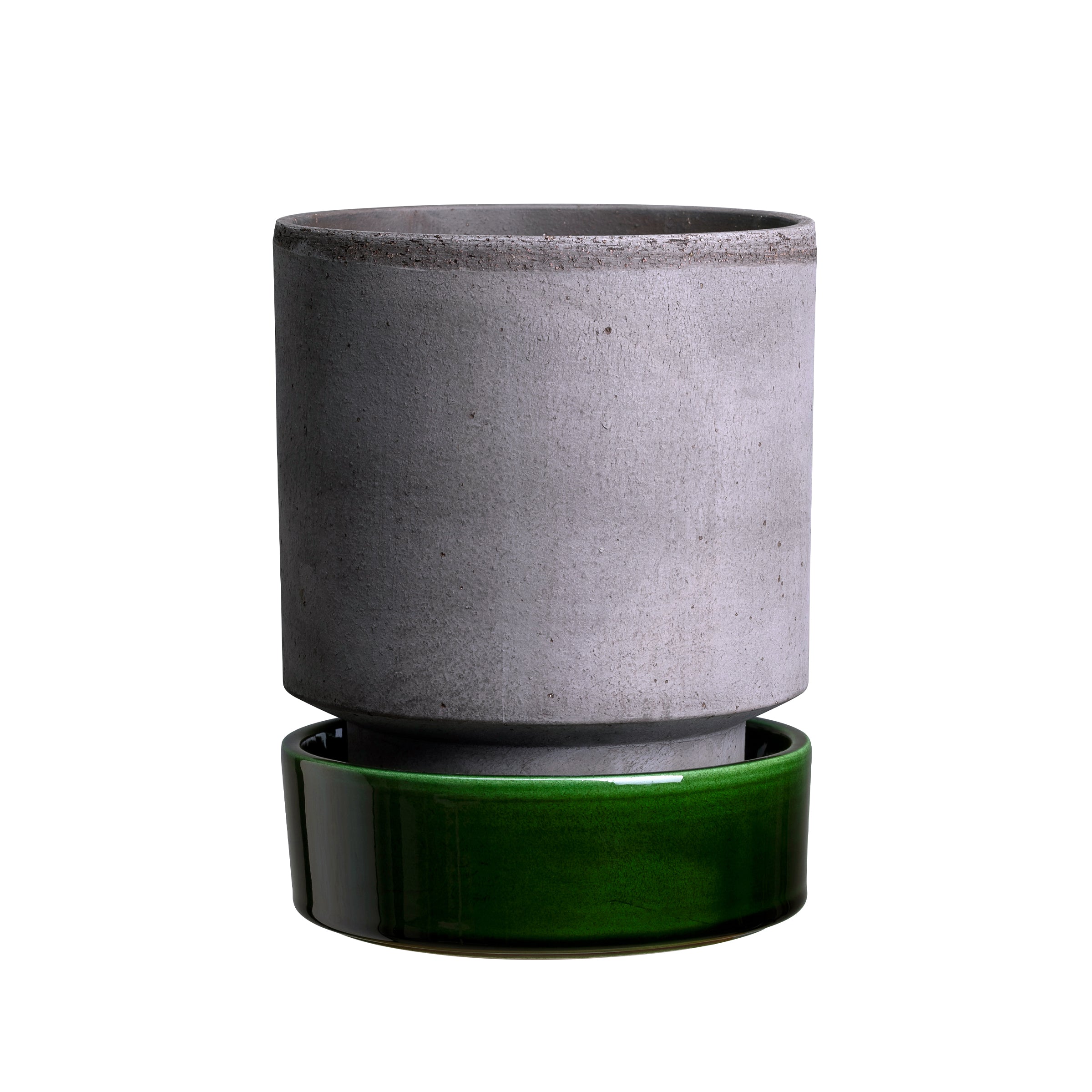 Lenox Premium Hoff Raw Grey & Glazed Emerald Green 8cm Pots, Set of 2 - Image 2