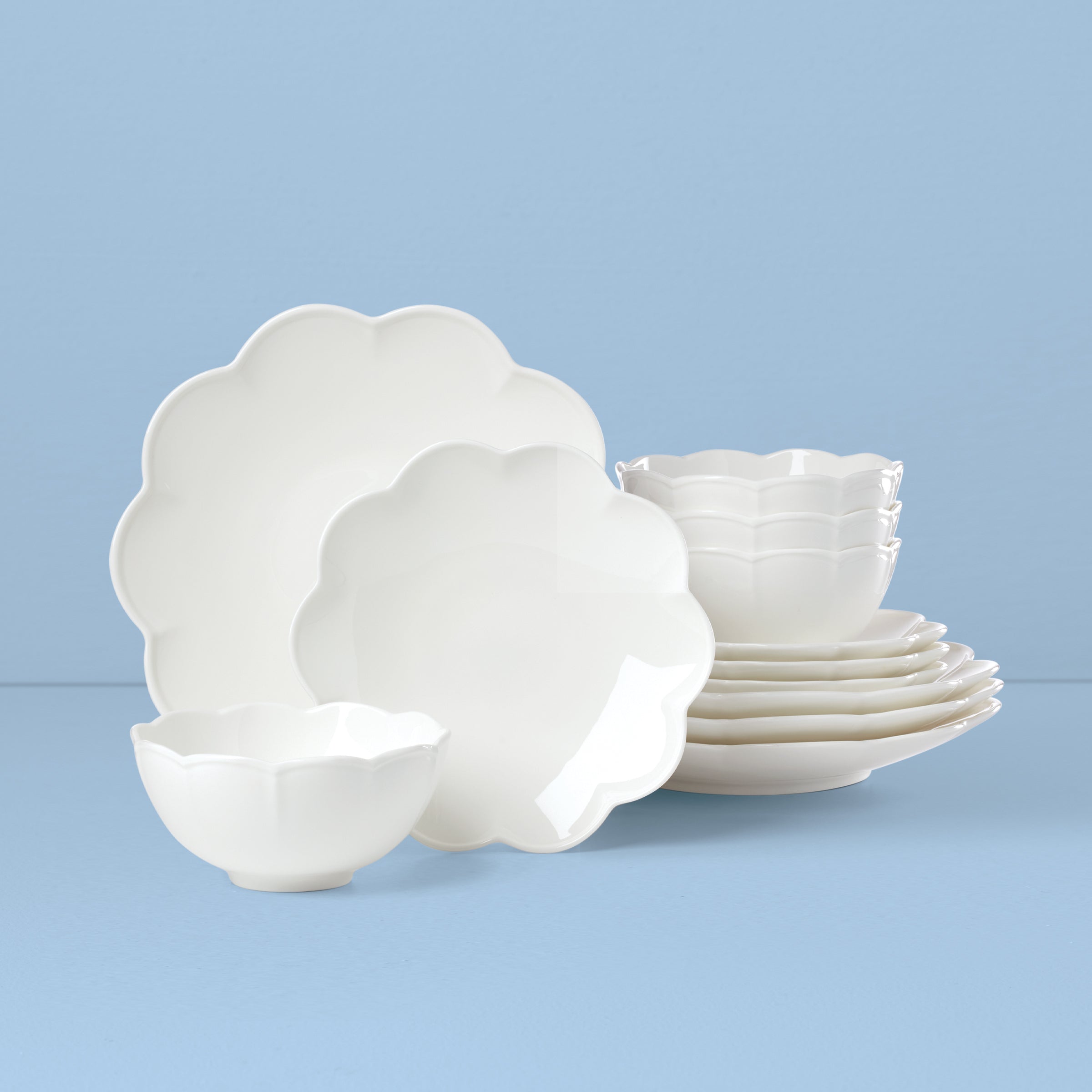 Lenox Premium Studio 1414 Scallop 12-Piece Dinnerware Set