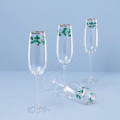Lenox Premium Holiday Decal Flute Glasses, Set of 4