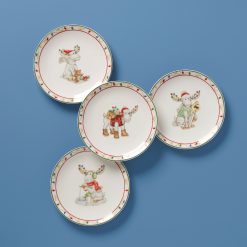Lenox Premium Merry Marcel Moose 4-Piece Dessert Plate Set