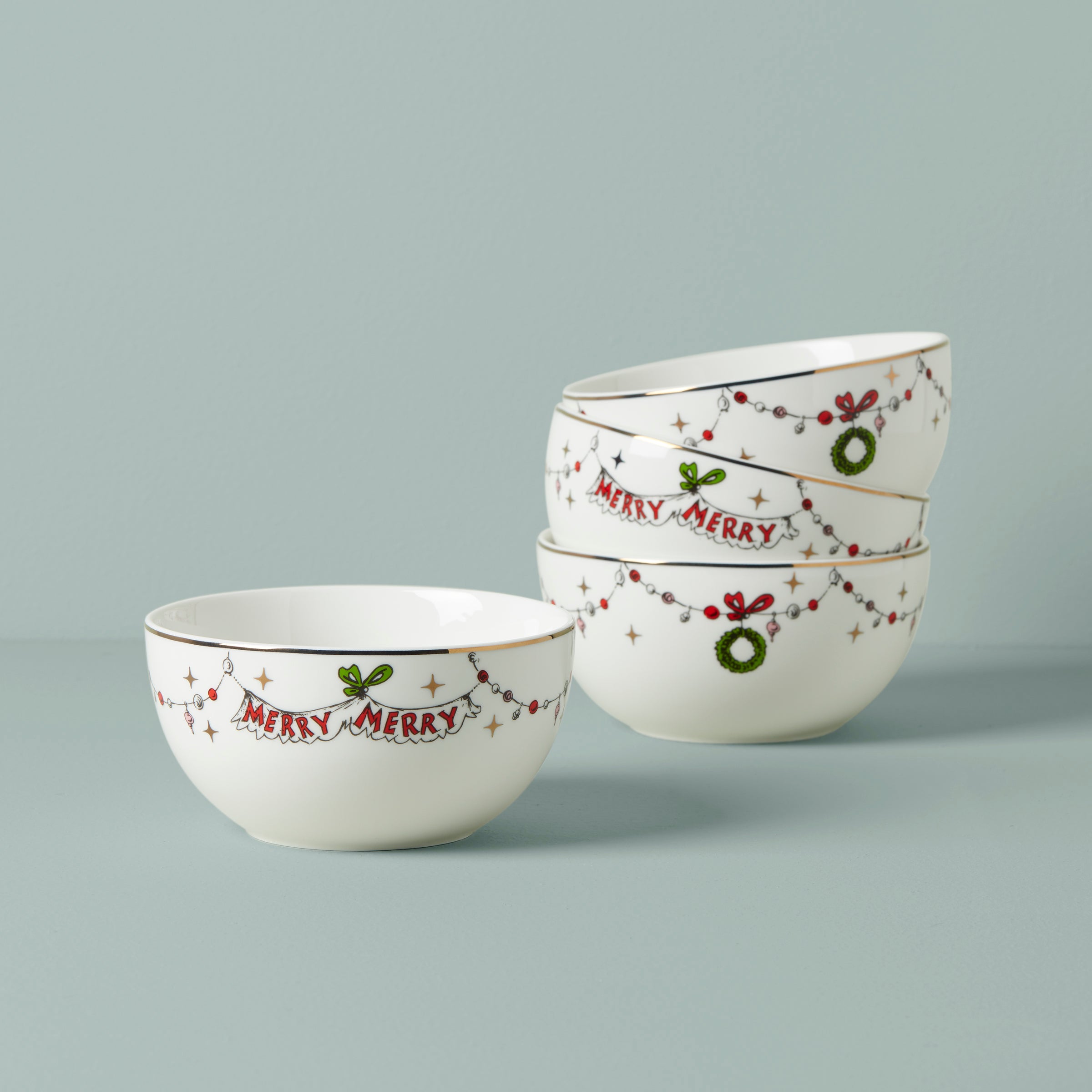 Lenox Premium Merry Grinchmas All-Purpose Bowls, Set of 4 Assorted