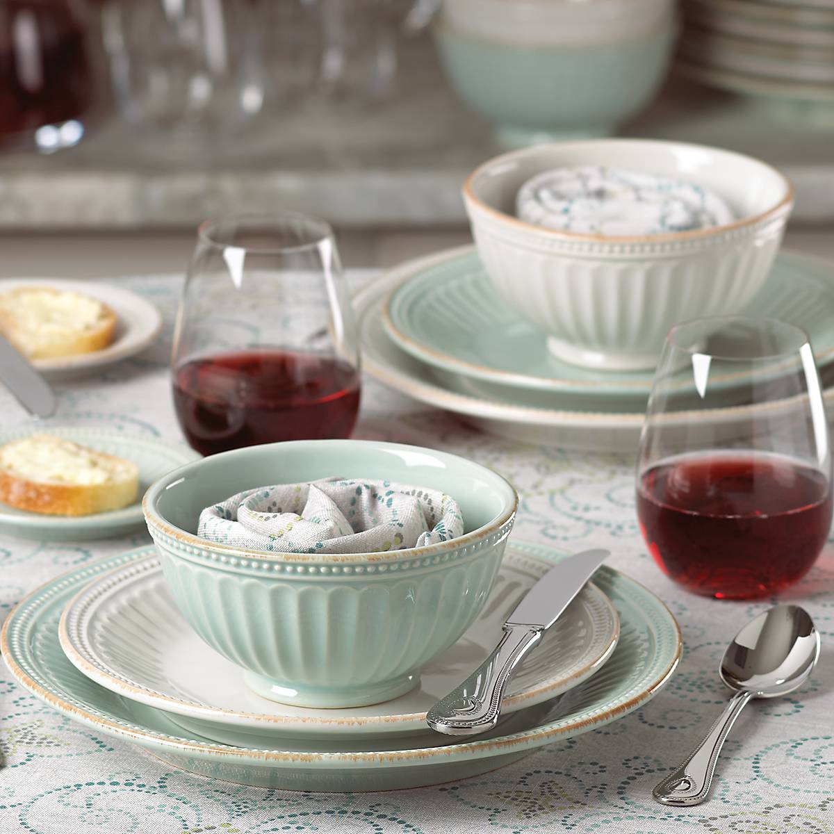 Lenox Premium French Perle Groove Ice Blue 4-Piece Place Setting - Image 9