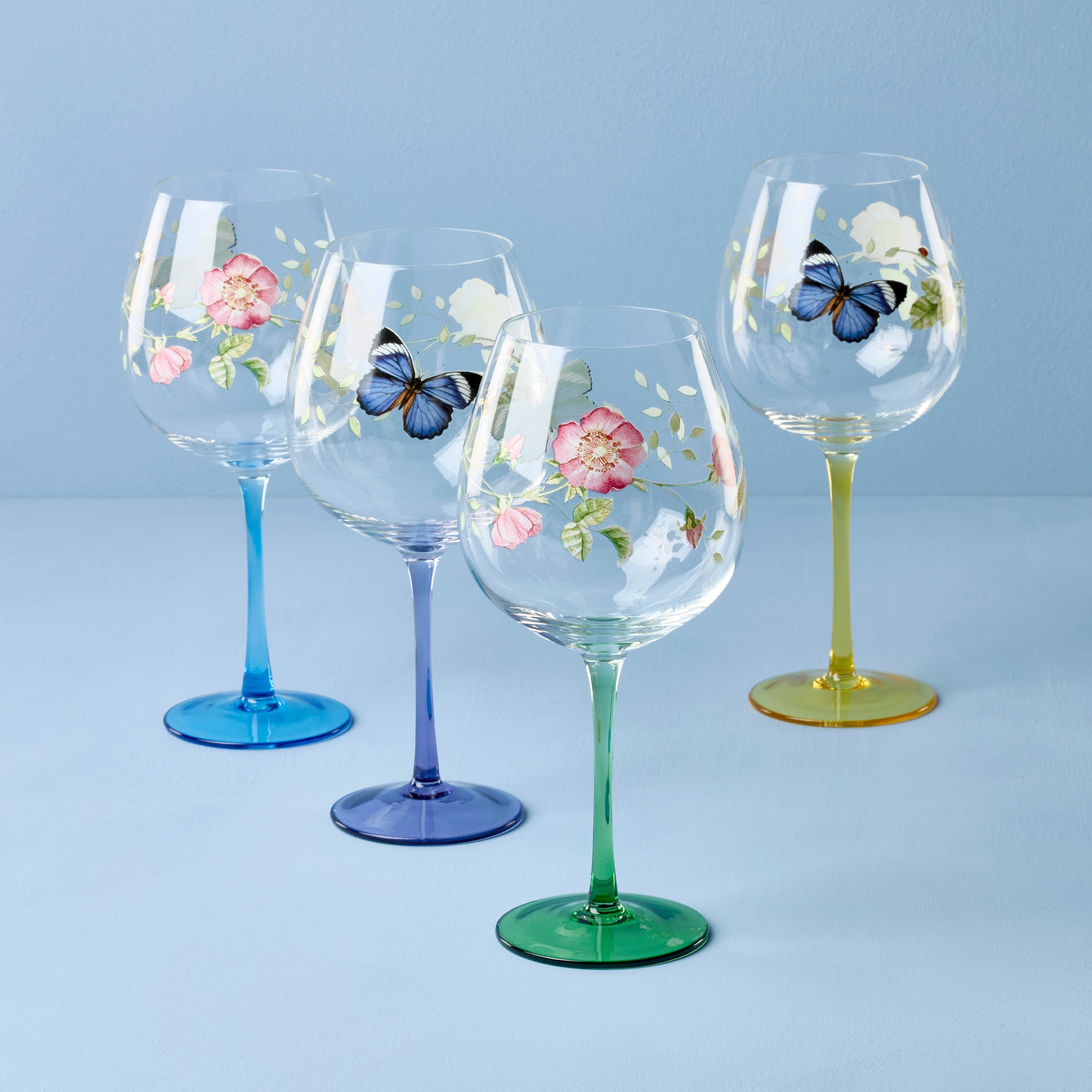 Lenox Premium Butterfly Meadow Balloon Wine Glasses, Set of 4, Assorted - Image 2