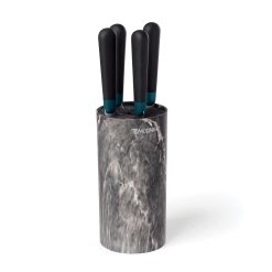 Lenox Premium Keen Black Marble 5-Piece Bristle Cutlery Block Set