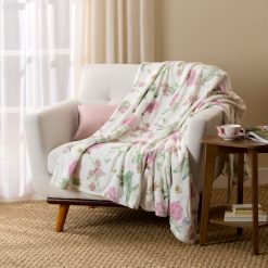 Lenox Premium Butterfly Meadow Bloom Pink Throw Blanket