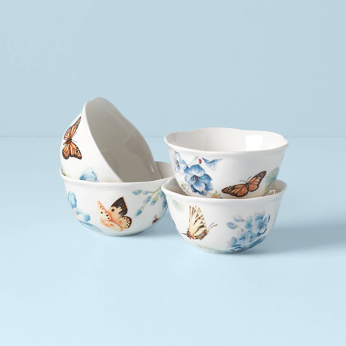 Lenox Premium Butterfly Meadow Blue Dessert Bowls, Set of 4