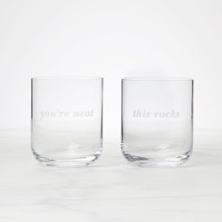 Lenox Premium This Rocks & You're Neat Double Old Fashion Glasses, Set of 2