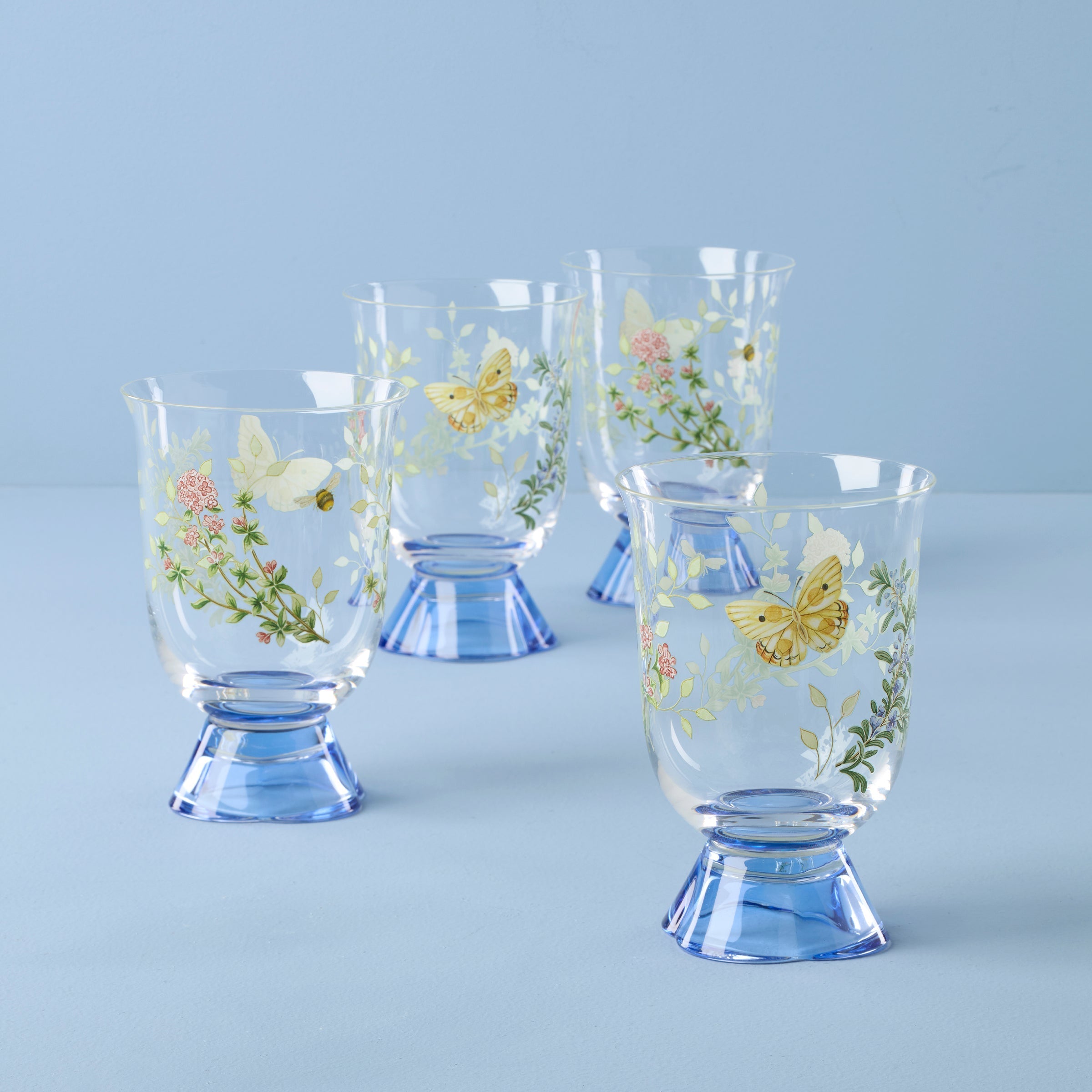Lenox Premium Butterfly Meadow Herbs Short Tumblers, Set of 4
