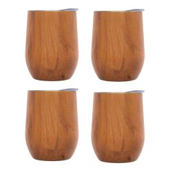 Lenox Premium Insulated Woodgrain Wine Tumblers, Set of 4