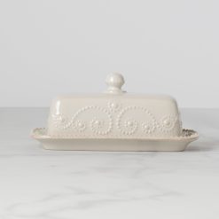 Lenox Premium French Perle White Covered Butter Dish