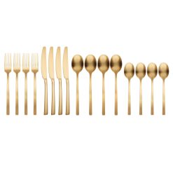 Alternative view of Lenox Premium Beacon Gold Satin 16-Piece Flatware Set