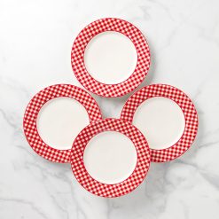 Lenox Premium Gingham Red Dinner Plates, Set of 4