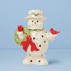 Alternative view of Lenox Premium Happy Holly Days Snowman Holding Wreath Figurine