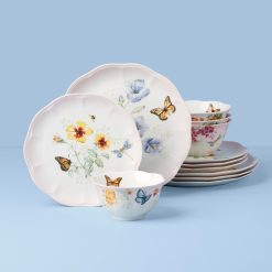 Lenox Premium Butterfly Meadow Pink 12-Piece Dinnerware Set