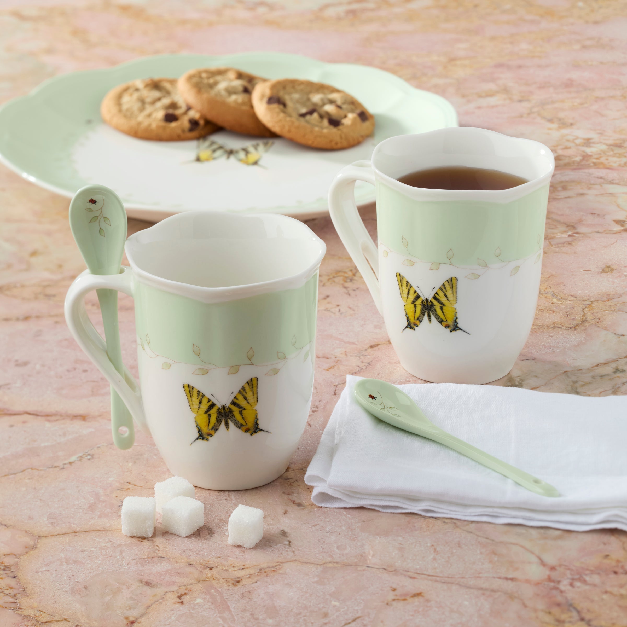 Lenox Premium Butterfly Meadow Color Mugs with Spoons, Set of 8 - Image 4