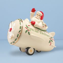 Lenox Premium Holiday Santa Airplane Cookie Jar